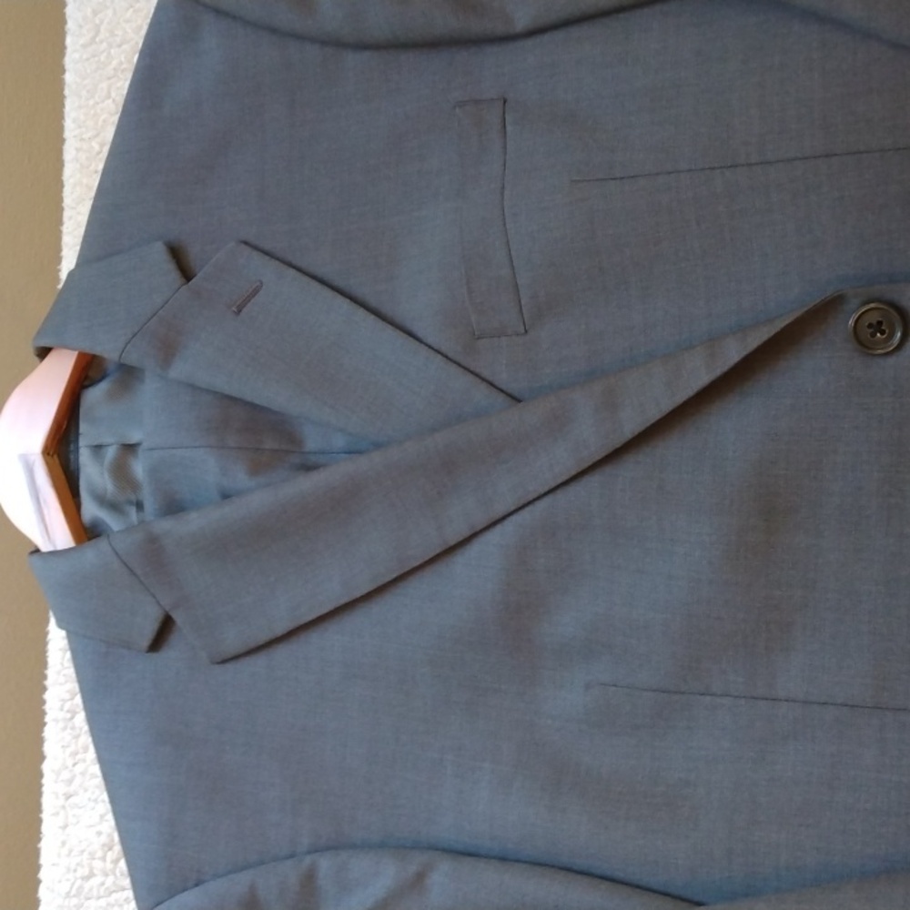 Calvin Klein Solid Mid Gray Worsted Wool Suit 44r - image 2